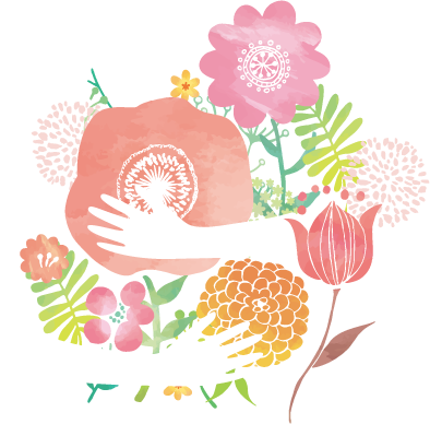 沢山の花を抱える腕